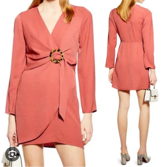 NWT Topshop Tortoise Ring Wrap Dress 10 - Picture 11 of 13